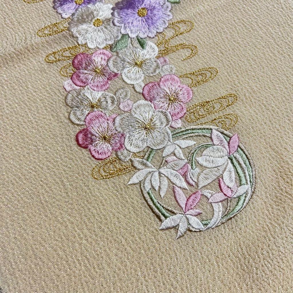 Used Final Price Reduction - Limited to 20 items - New - Made in Japan - Silk - Chirimen Fabric - Embroidery - Obiage 981