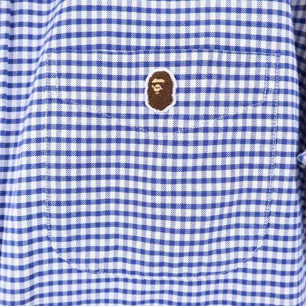 A Bathing Ape Check Pattern Long Sleeve Button Down Shirt Blue Men's Used