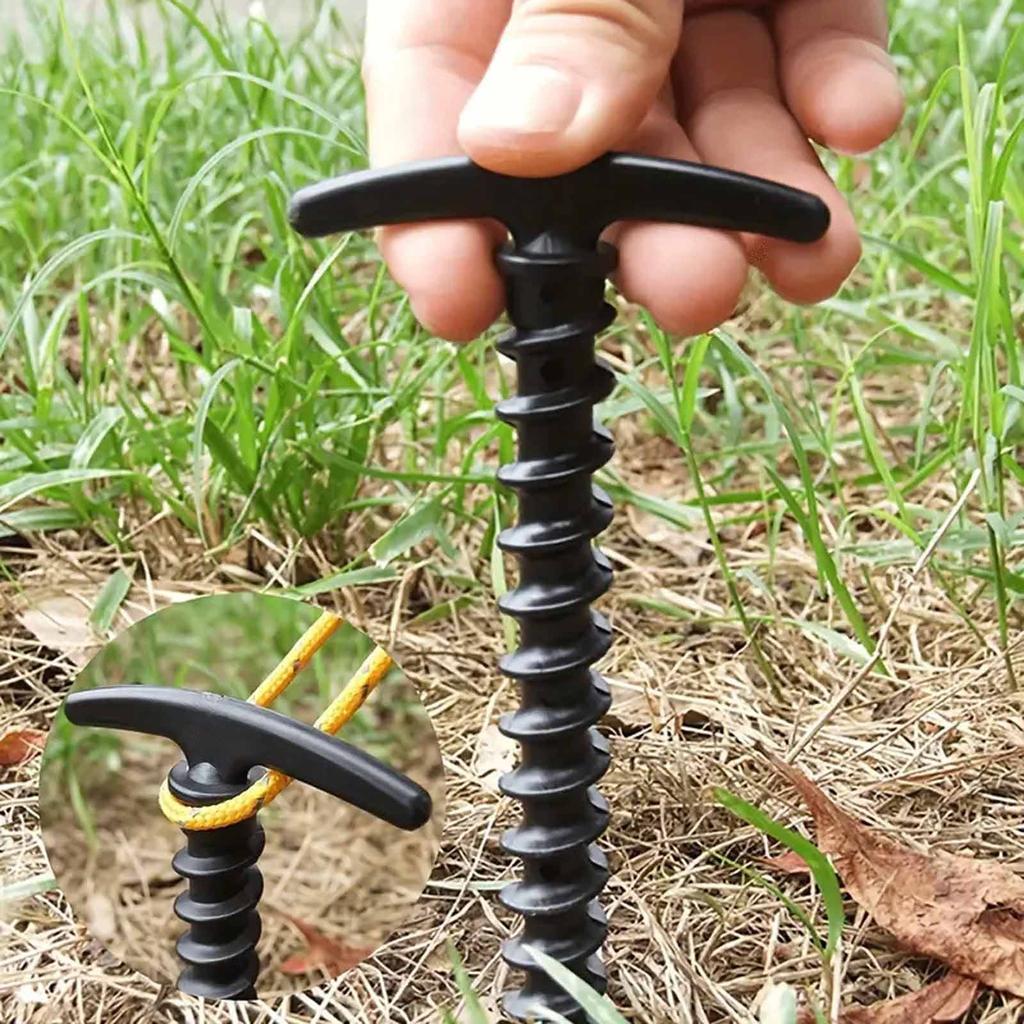 Spiral Tent Ground Nails–Nylon Windproof Outdoor Tent Pegs with Plastic Anchor Ropes, Heavy-Duty Fixing Stakes for Camping, Hiking, and Outdoor Use
