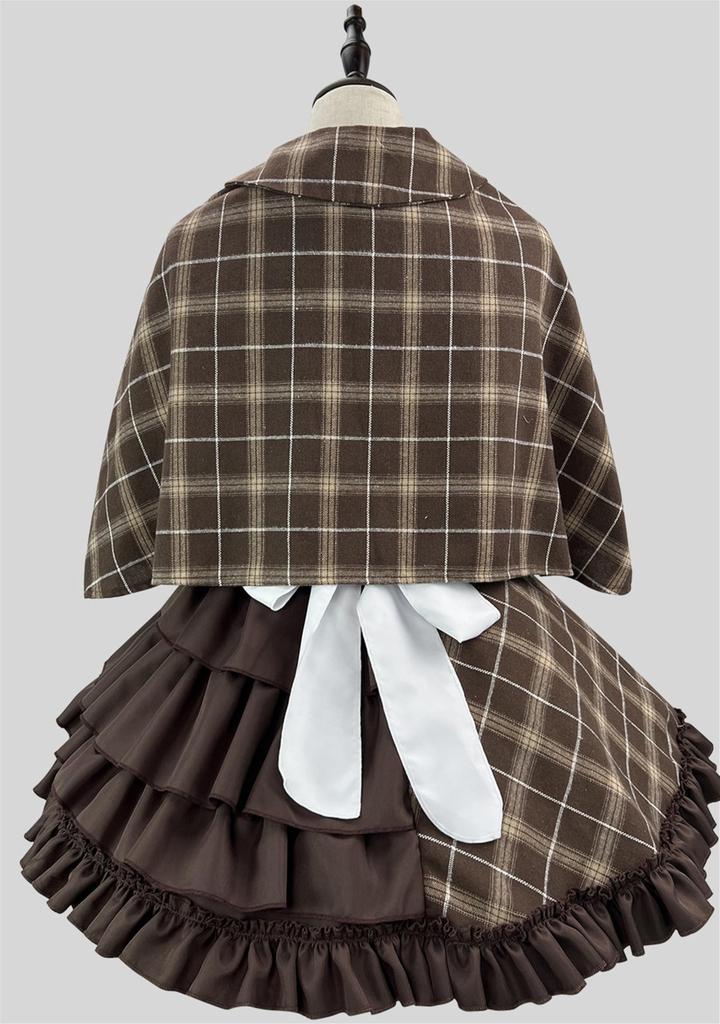 YZZYQQ Sexy and Cute Lolita Maid Anime Alice Short School Festival Brown with Size 5XL Dress, Dress, Women's Sleeves, Costume, Hat,