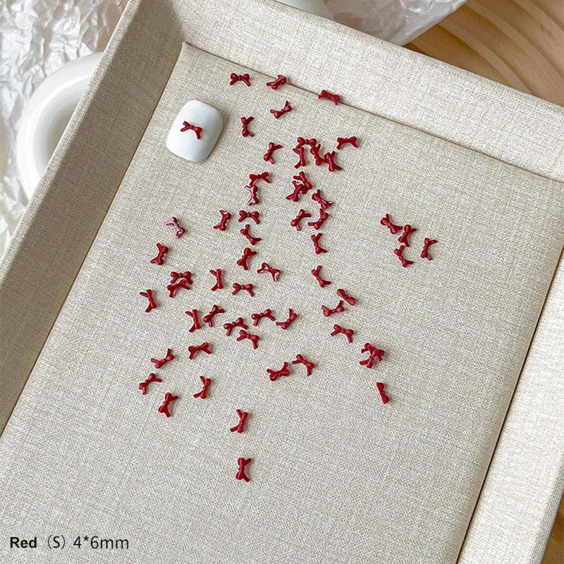 50Pcs Colorful Bow Nail Art Parts Charms Bulk Shiny Mini Resin Ribbon Nail Rhinestones Diy Summer Nail Art Decor Accessories