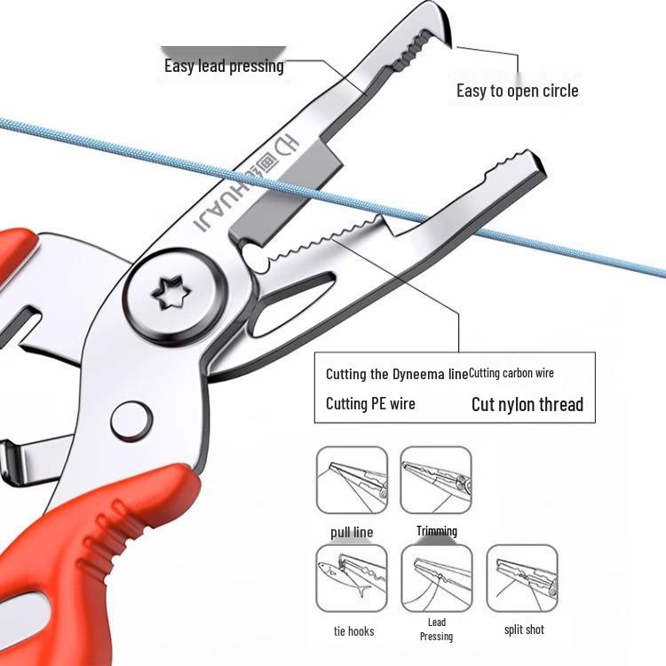 Beginners' Multifunctional Stainless Steel Lure Pliers with Split Ring Cutter