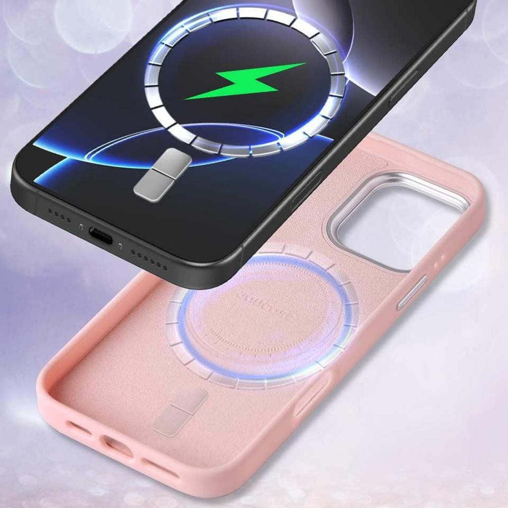 JAUCASE For iPhone 15 Pro Case Compatible with MagSafe Textured PU+TPU+PC Phone Back Cover