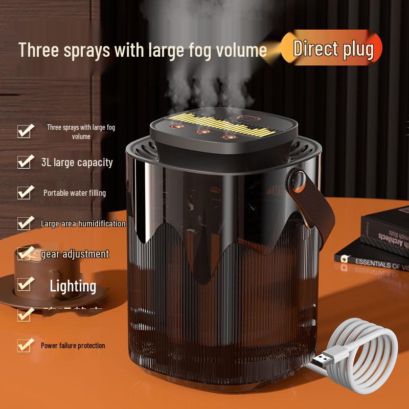 3L Desktop Humidifier with Night Light - Smart Spray Atomizer for Bedroom Hydration Plug-in