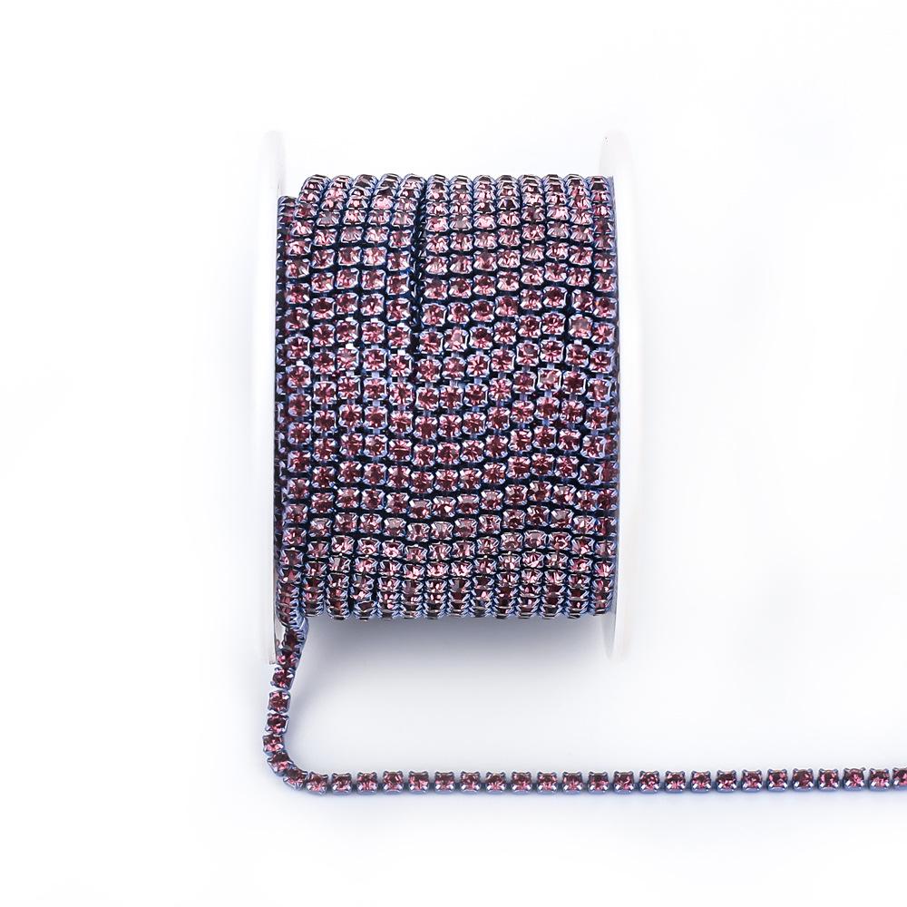 Electroplated Glass Rhinestone Single Row Claw Chain for DIY Costume Accessories