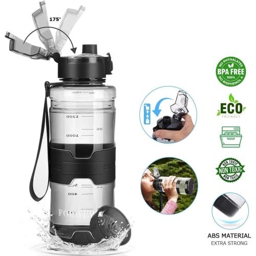 1.5L FORWEWAY Water Bottle, BPA-Free, with Filter, Large Capacity, Food-Grade Material, Reusable, Leak-Proof, Automatic Pop-Up, Direct Drinking, Sport
