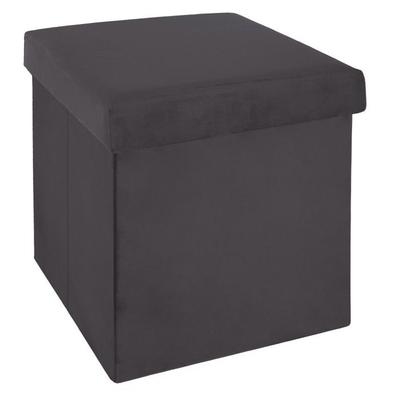Atmosphera "Tess" Foldable Velvet Storage Pouf - Dark Gray