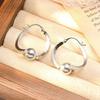 Retro Cold Wind Simple Light Luxury Gray Pearl Twisted Ear Buckle High-End Temperament Earrings Women'S Unique Versatile Earrings