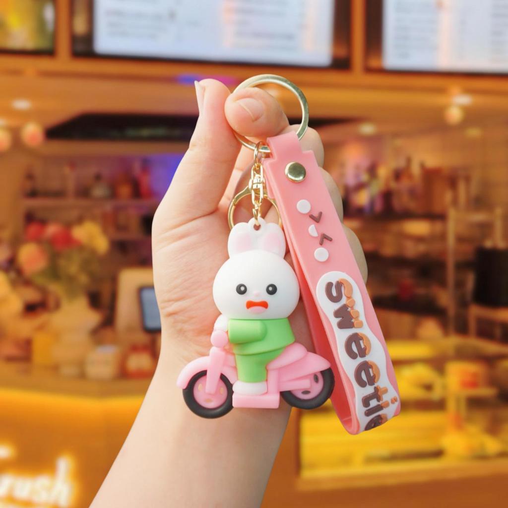 Exquisite Cartoon Locomotive Animal Keychain Pendant for Children's Backpacks