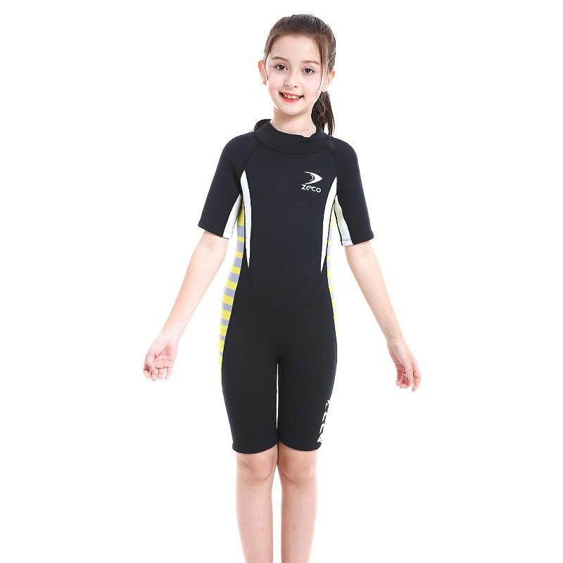 

Children s Diving Suit 2.5MM One-piece Short-sleeved Warm Sun-protected Jellyfish Girls swimming S
