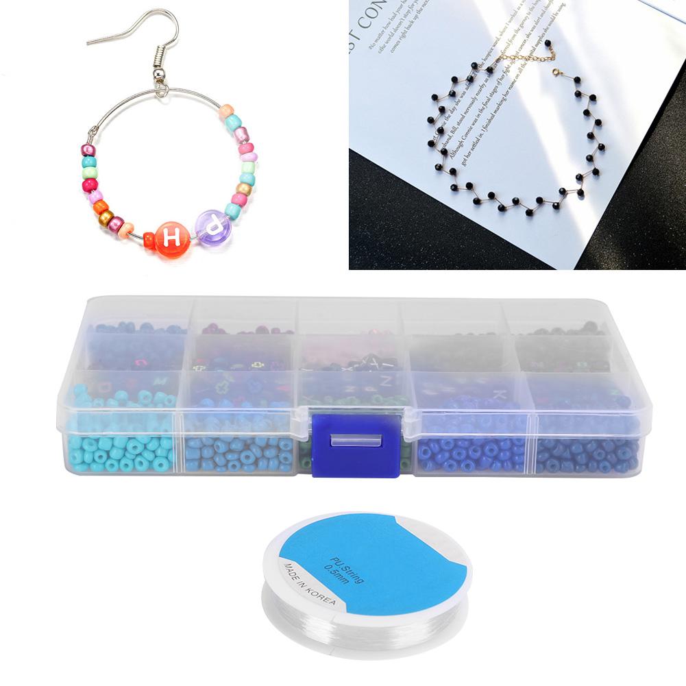 DIY Craft Round Quadrate Beads Kit Bracelet Necklaces Crafting Jewelry Making Supplies