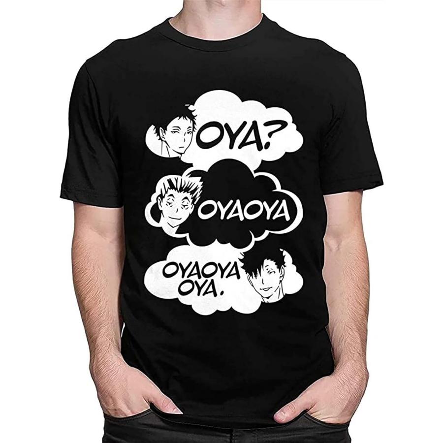 ESSEFAUST Men s Atong OYA OYA OYA Haikyuu Kuroo Akaashi Bokuto Manga Black T-Shirts Black S