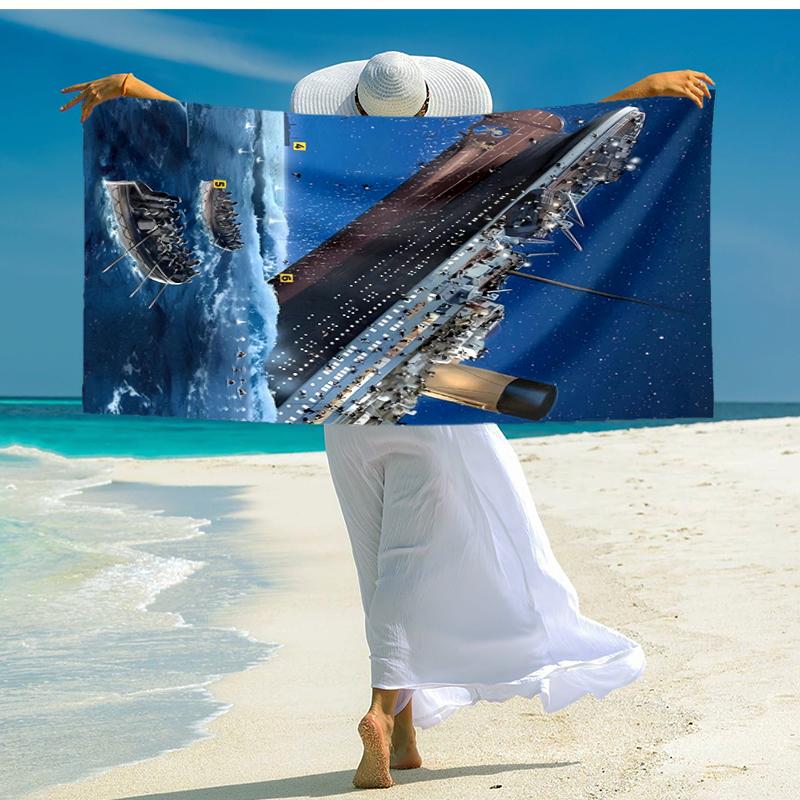 1pc Titanic1 Beach Towel, Comfortable and Thick, and Swimming/Bath/Picnic/Camping Towel, Suitable for Seaside Beaches