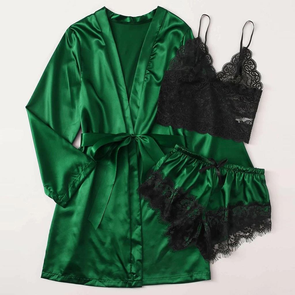 Satin Silk Pajamas Women Nightdress Lingerie Robes Underwear Sleepwear Sexy