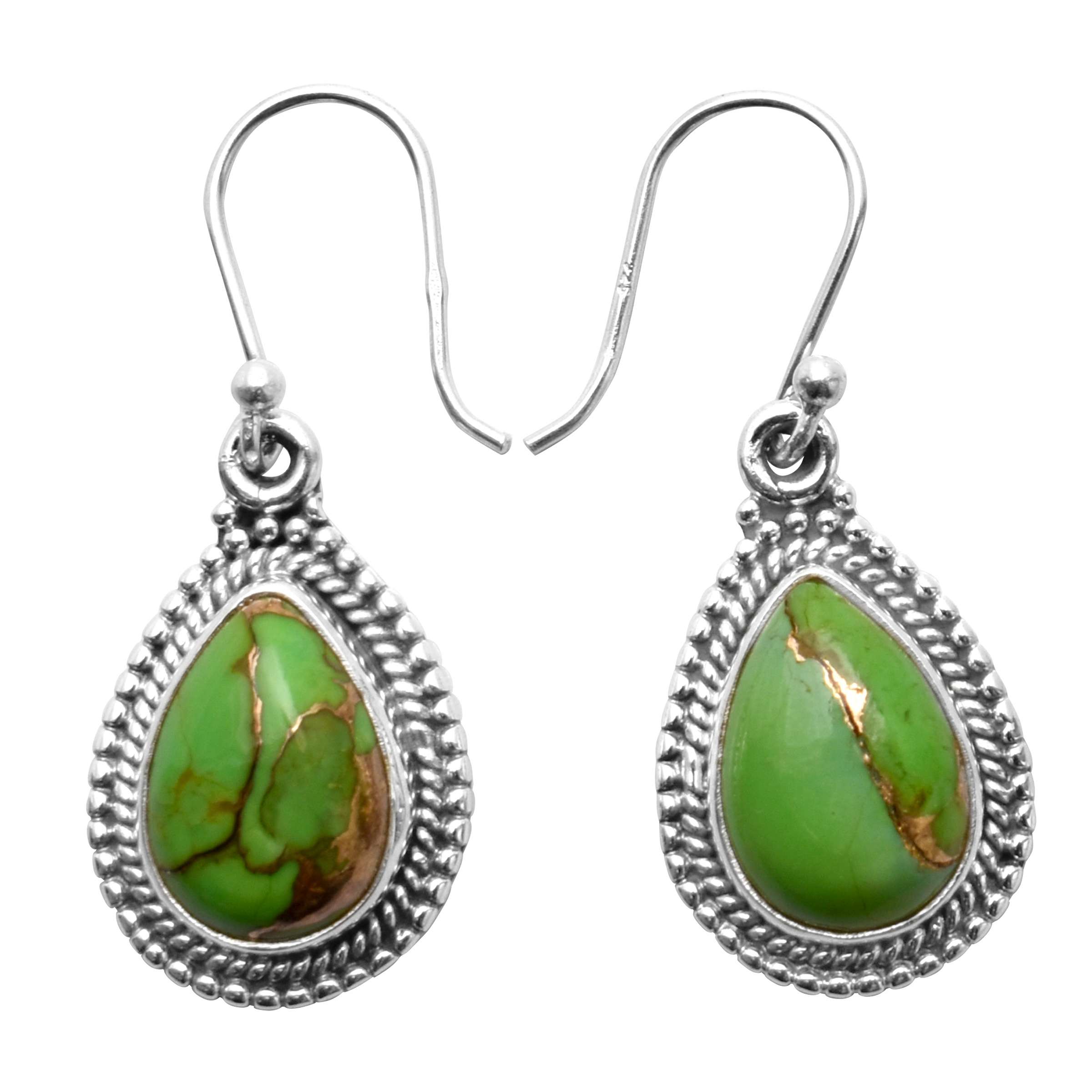 

Green Turquoise Gemstone Earrings Solid 925 Sterling Silver Handmade Earrings Jewelry Gift For Women And Girls E-3534