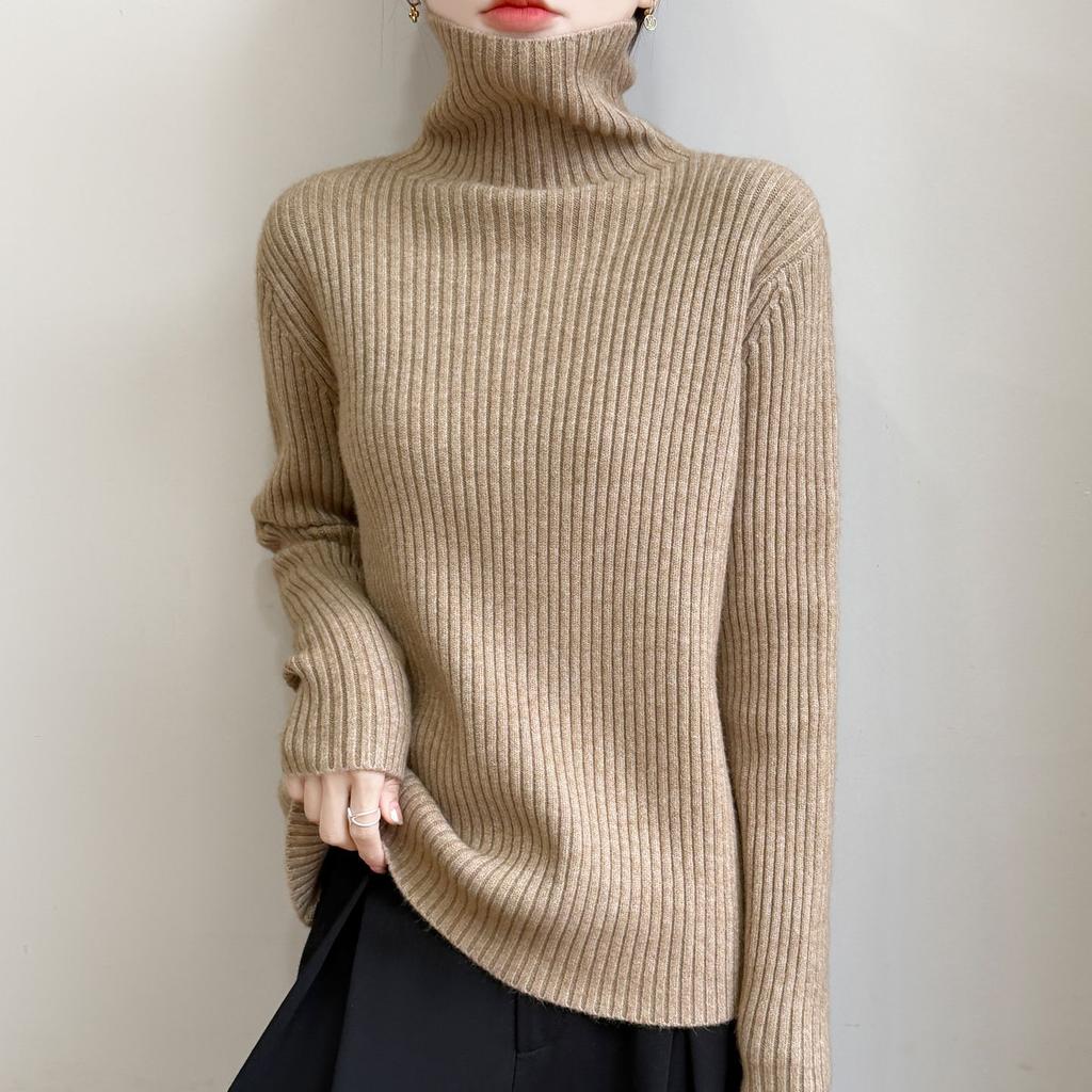 Verdickter Rollkragen Strickpullover, Damenpullover mit hohem Kragen, Neues warmes Pullover-Top