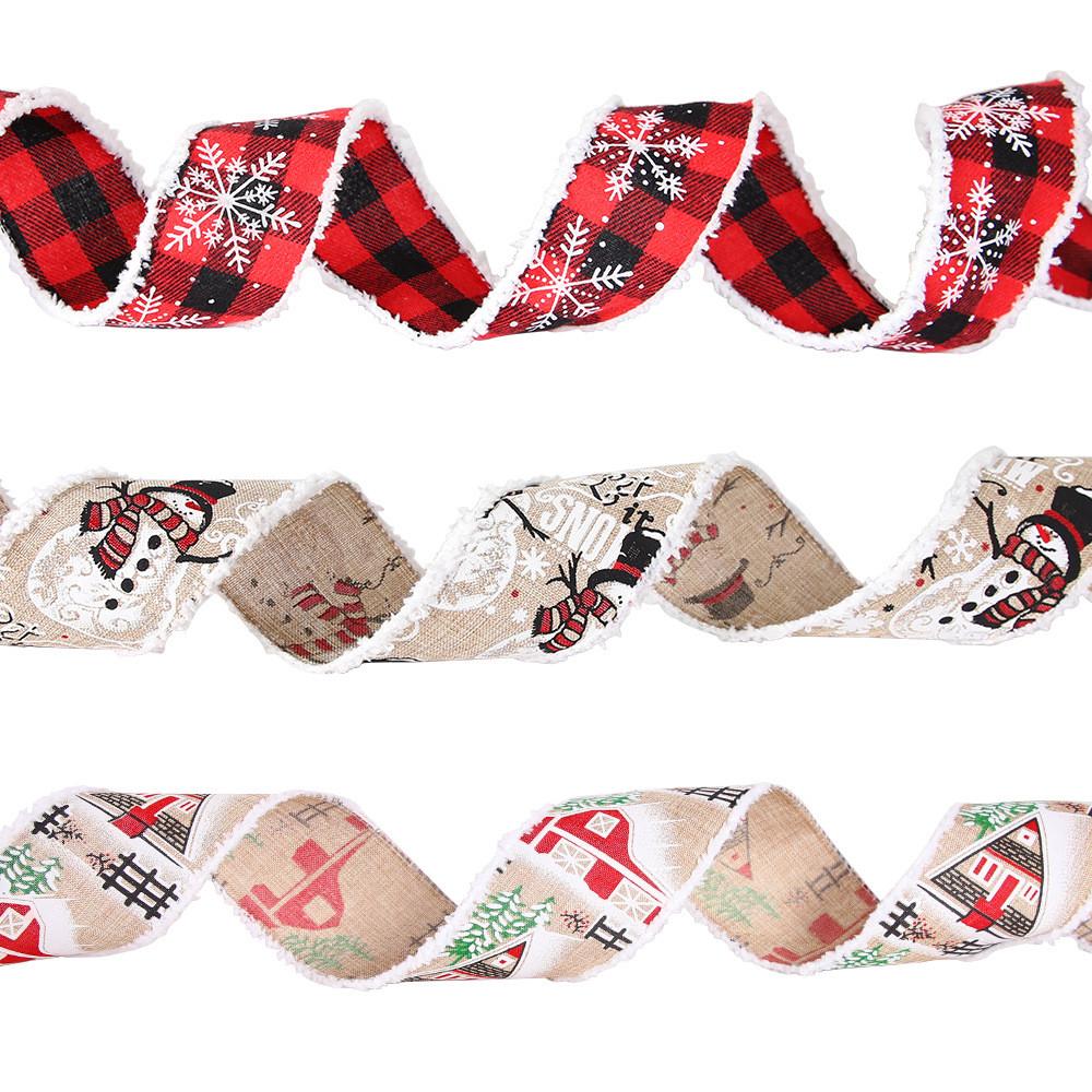 6 Delightful Meter Cartoon Christmas Ribbon With Cozy House Design Perfect For Holiday Gift Wrapping
