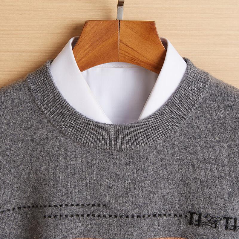 Hengyuanxiang Men's Wool & Cashmere Blend Round Neck Sweater