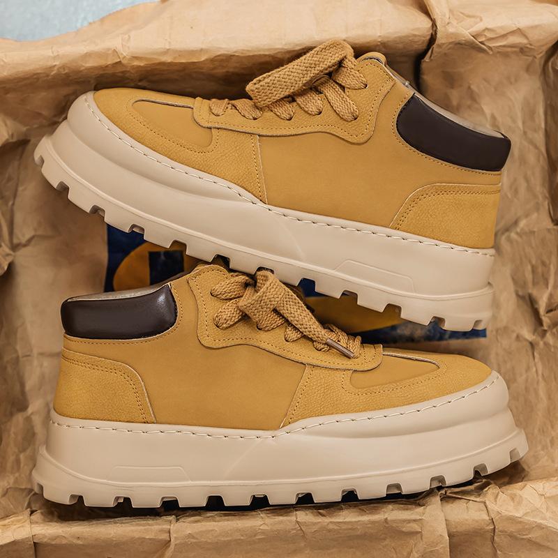 Pánské boty 2024 podzim a zima nové niche černé pracovní plátěnky pánské voděodolné a protiskluzové na silné podrážce poloviční výšky ležérní trendy boty