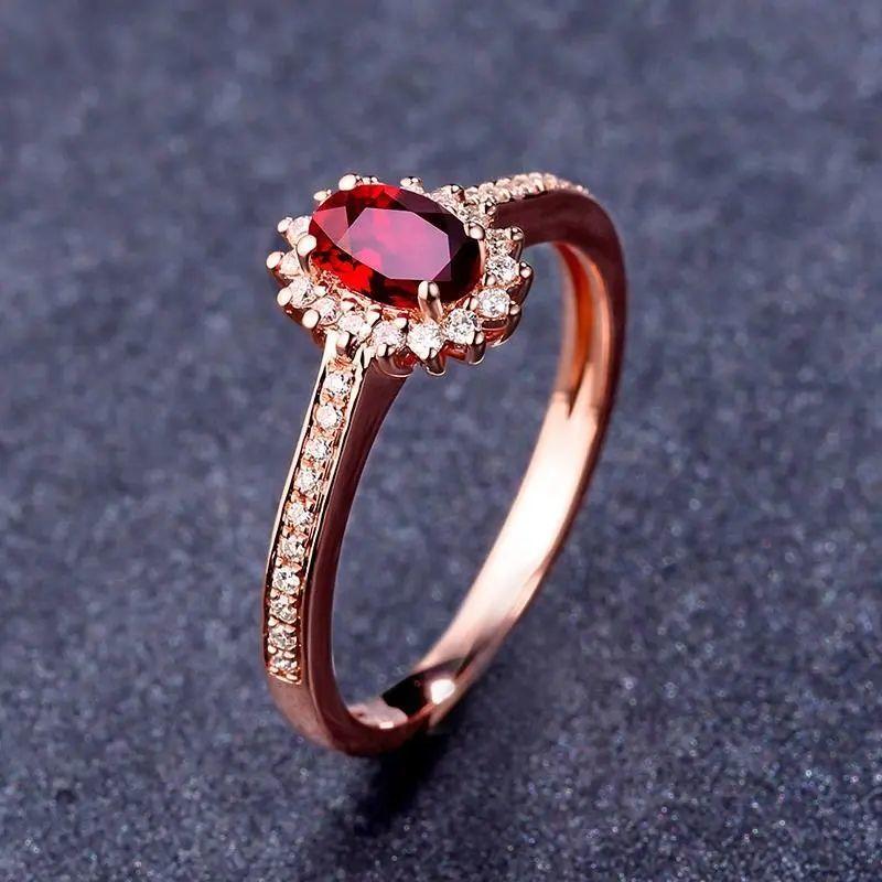 Russian Purple Gold Inlaid Redstone Lace Ring Light Luxury High-End Rose Gold Plated Adjustable Ring