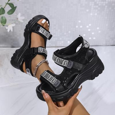 Sandales compensées de plage pour femmes Été Respirantes à semelle souple Chaussures décontractées pour femmes Style romain Luxe Femmes Sandalias De Mujer