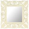 VidaXL Hand-carved Mirror White 50x50 Cm Solid Mango Wood