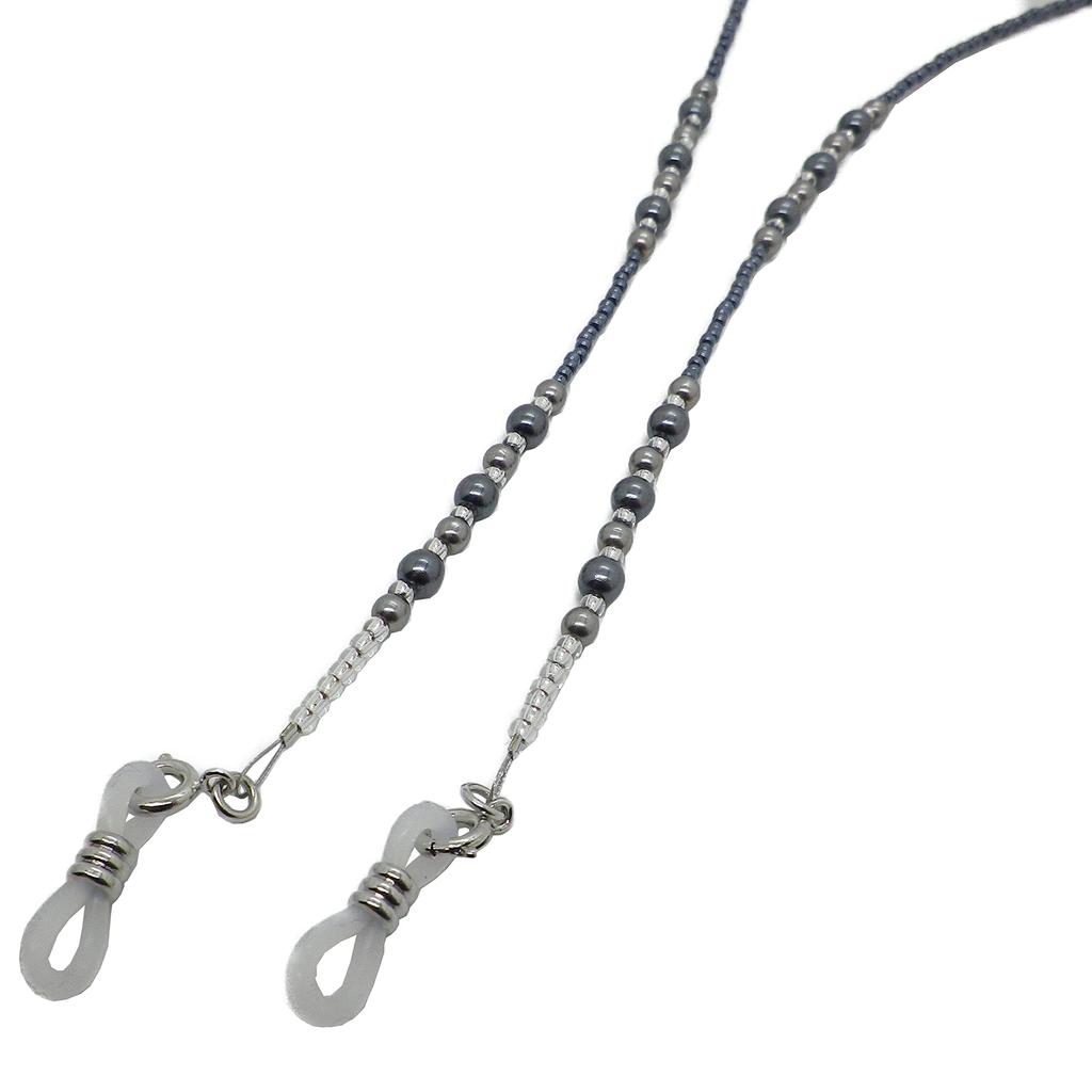 Nagoya Eyeglasses Glasses Chain, Eyeglass Chain with Pearl Beads, Made in Japan, 099050 (Gray 01)