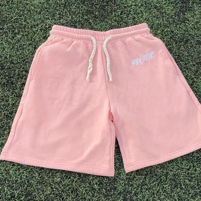 Europese en Amerikaanse roze geborduurde elastische trekkoord casual rechte pijp losse korte broek