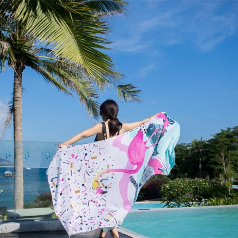 Fashions 90x180cm Twill Cotton Pareo Beach Cover-Ups Women Large Beach Dress Bikini Bathing Swimwear Cover Up Sarong Wrap Scarf