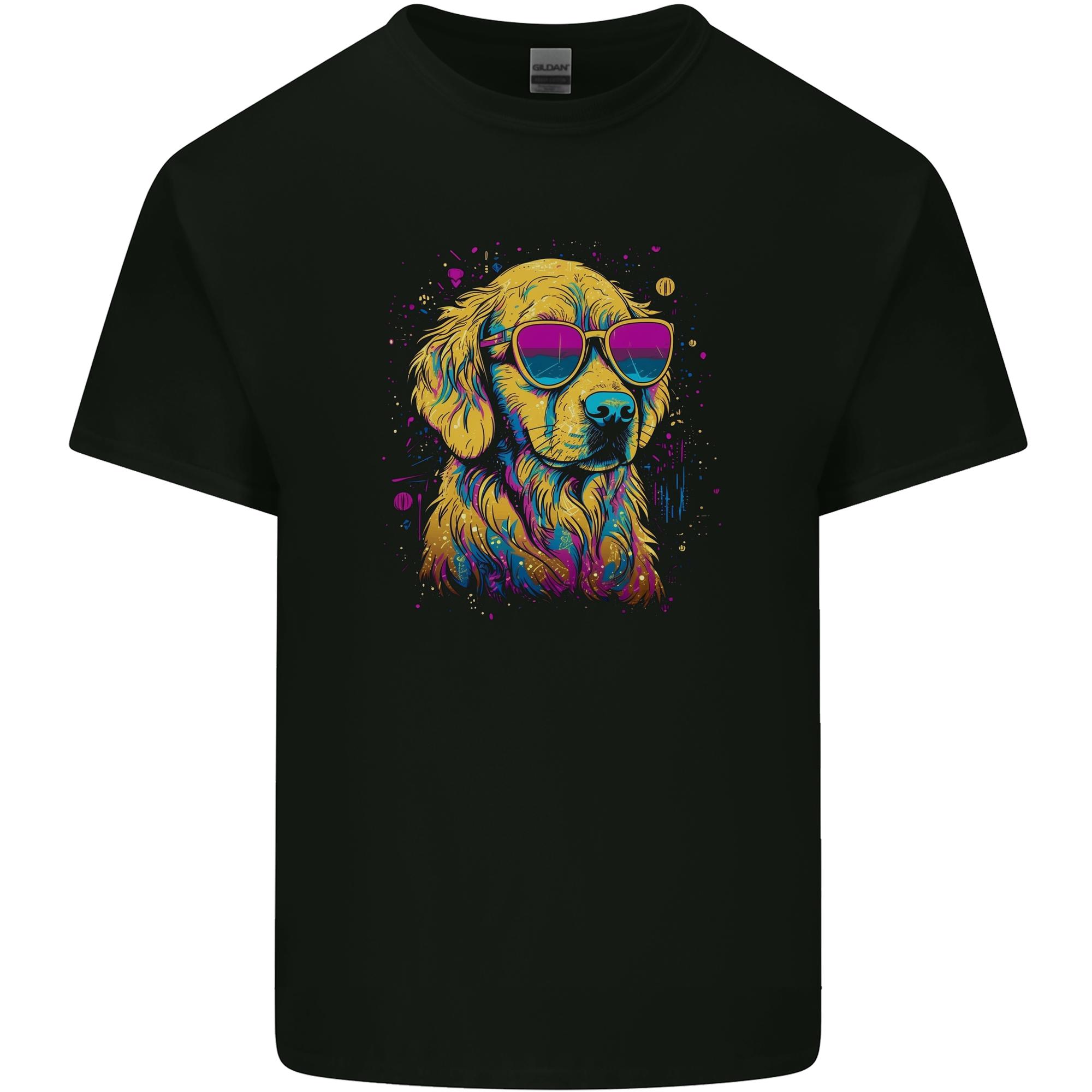 Retrowave Golden Retriever Unisexs Light Cotton TShirt S