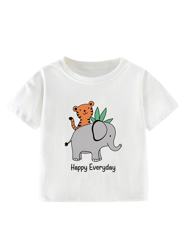 2026 Stylish Cartoon Short-Sleeve Summer Tops for Toddlers and Kids Aged 1-5