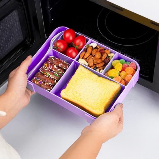 Yousheng Lunch Box with Fork Spoon Split Bento Box Leak-proof Food Container BPA-Free Meal Prep Container for School Office