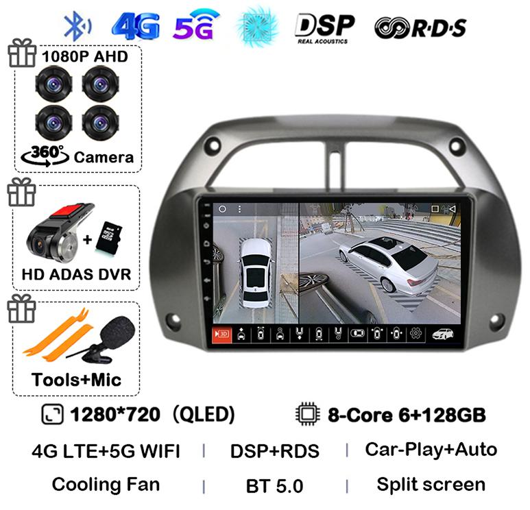 Android14 Carplay Car Radio For Toyota RAV4 Rav 4 2001 2002 2003 2004 2005 2006 Multimedia GPS Player Stereo 2din Head Unit DSP