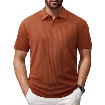 Men'S Casual Polo Shirt Striped Lapel Short Sleeve European Size T-Shirt Men'S