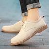 Plus Size Men's Hand-stitched Leather Martin Boots: British Style, Low-top Lace-up Casual Work Shoes for Autumn.