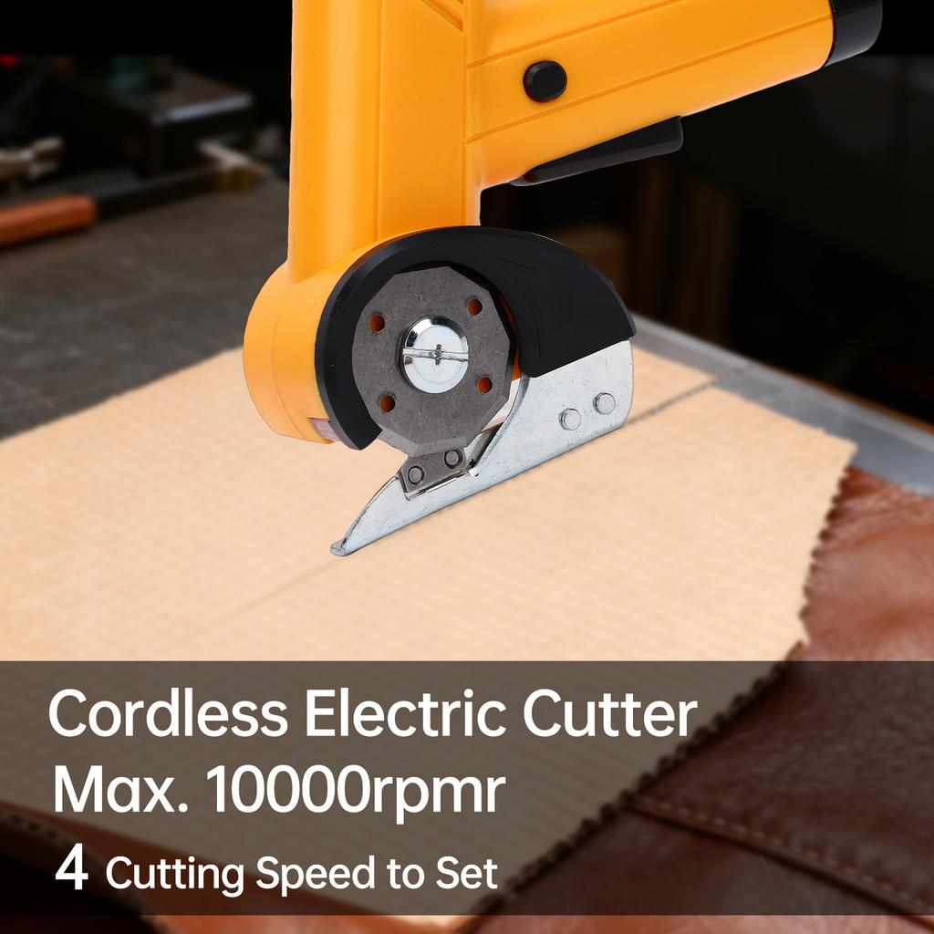 Cordless Electric Fabric Scissors 4 Speed Adjustable Rechargeable Rotary Cardboard Cutter with Safety Lock LED Light