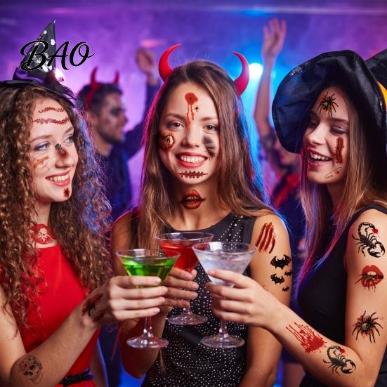 Realistic Scar Wound Decals 30Pcs Halloween Tattoo Stickers, Fake for Long Lasting Wounds Face Body, Waterproof Party Makeup, Easy Apply Remove