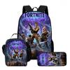 3Pcs Set Kids School Backpack With Lunch Bag & Pencil Bag,Cartoon Fortnite School Bags For Age 5-10,Lightweight For Boys Girls