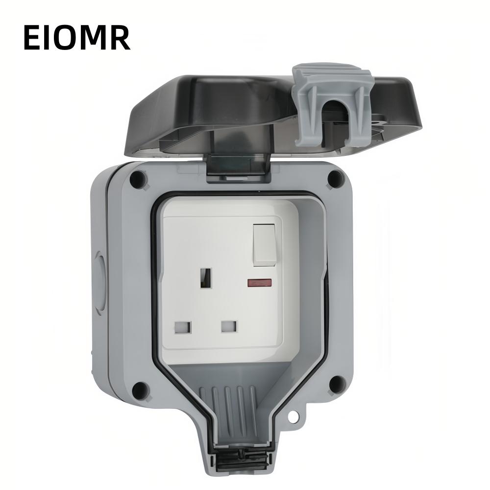 EIOMR Waterproof Socket Box, IP66 Rated Water EU French UK Universal Standard Power Plug Perfect for Outdoor, Bathroom, Kitchen