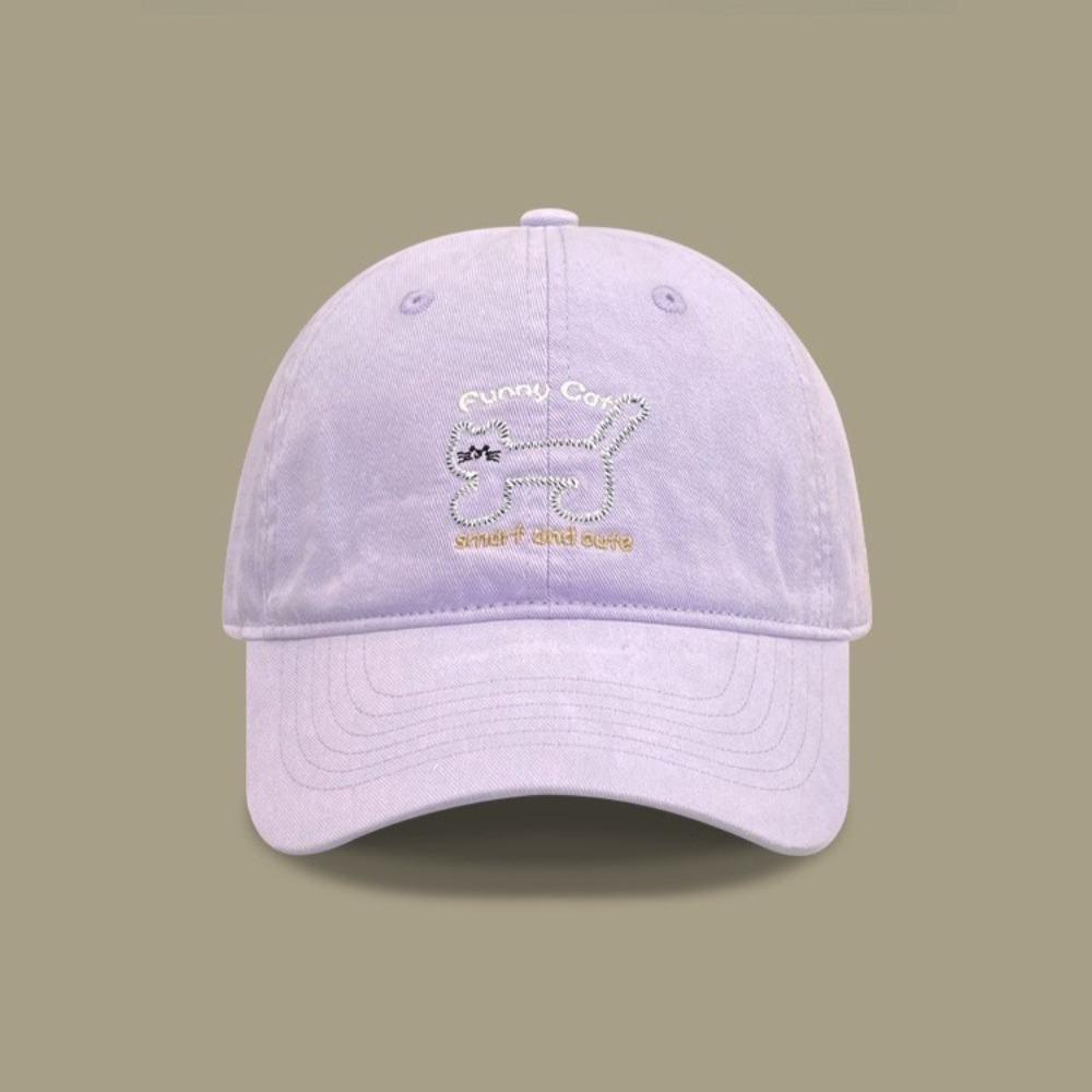 Korean Style Cat Embroidered Cap Breathable Cotton Peaked Hat Sunscreen Baseball Cap  Boys Girls