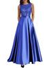 Evening Dress European and American Style New Banquet Host Long Dance Simple Temperament Sleeveless Dress 1011 New