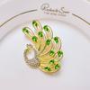 New Green Water Peacock Open Brooch, Feminine, Versatile, Light, Luxurious, High-end,