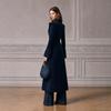 TK Womens Vintage Navy Corduroy Double Breasted Long Coat Fall 2026