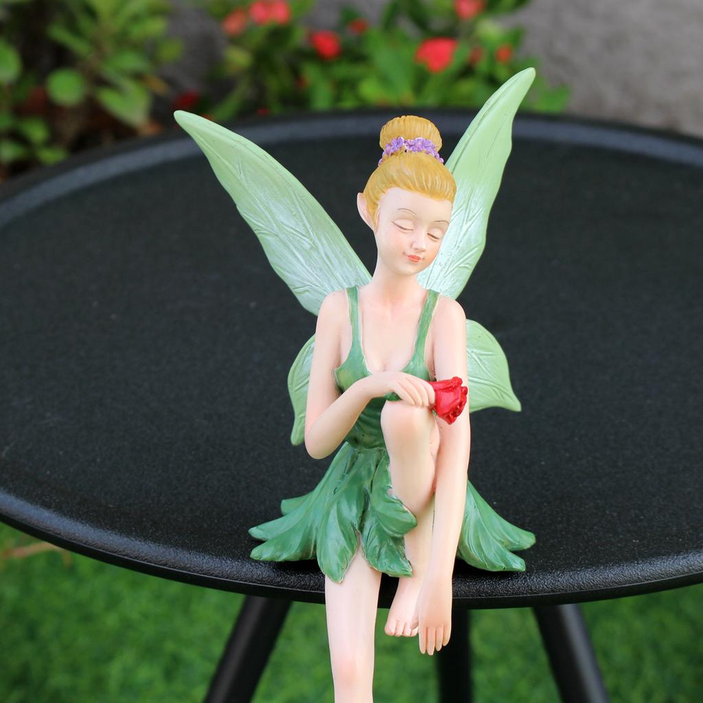 1pc Elegant Sitting Flower Fairy, Colorful and Bronze, Creative Garden Decoration Flower Fairy Ornament