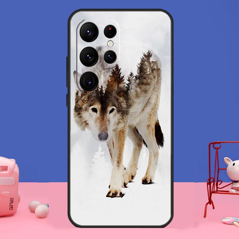 Custodia artistica Wolf Howls per Samsung Galaxy S24 Ultra S23 S22 S21 S20 FE Note 20 S8 S9 S10 Note 10 Plus
