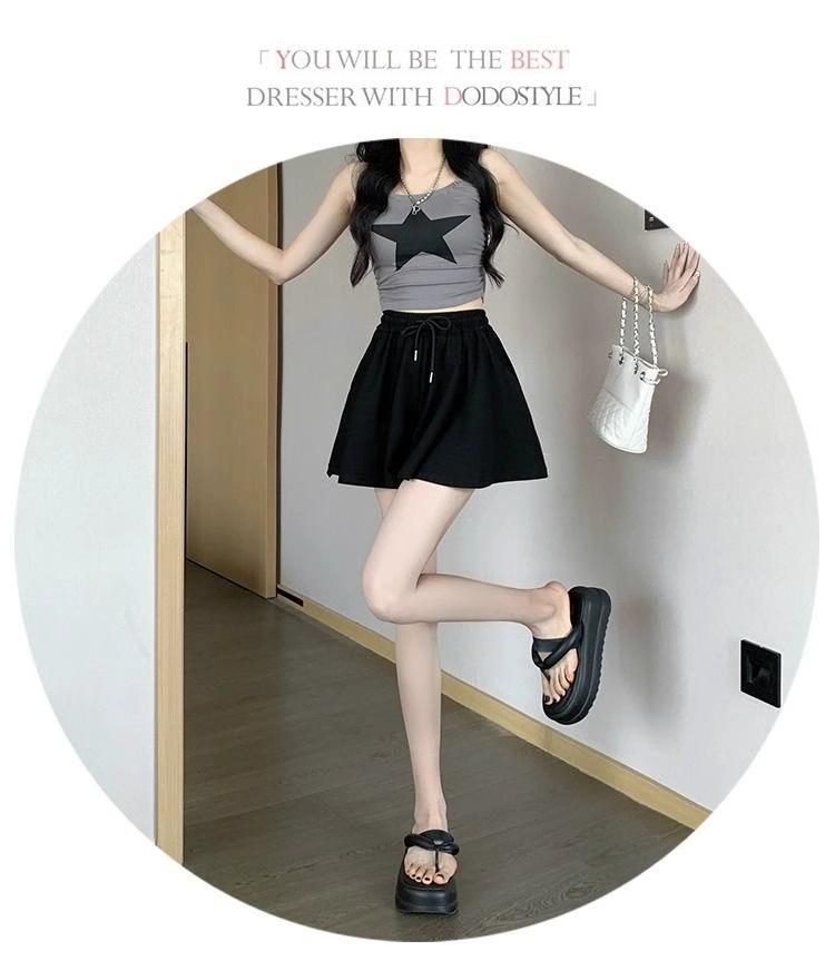 150 New Gray Wide-Leg Ballet Shorts for Petite Women - High Waist, A-Line Casual Sports Pants