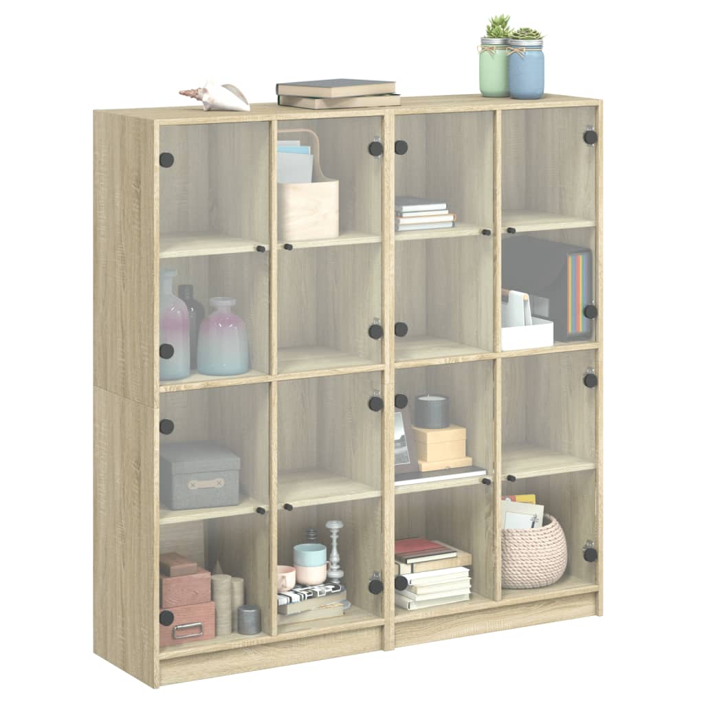Vidaxl Biblioteczka Z Drzwiczkami, Dąb Sonoma, 136X37X142 Cm