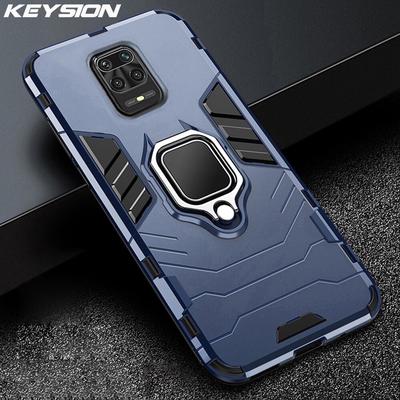 KEYSION Custodia antiurto per armatura per Xiaomi Redmi Note 9s 9 Pro Max Cover posteriore in silicone con supporto ad anello