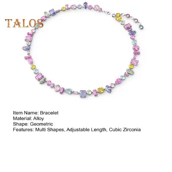 Damen-Armband mit Halskette, verschiedene Formen, bunt, Bonbonfarben, Zirkonia, verstellbare Länge, Damenschmuck, Muttertag, Feiertage, Hochzeiten, Geschenk