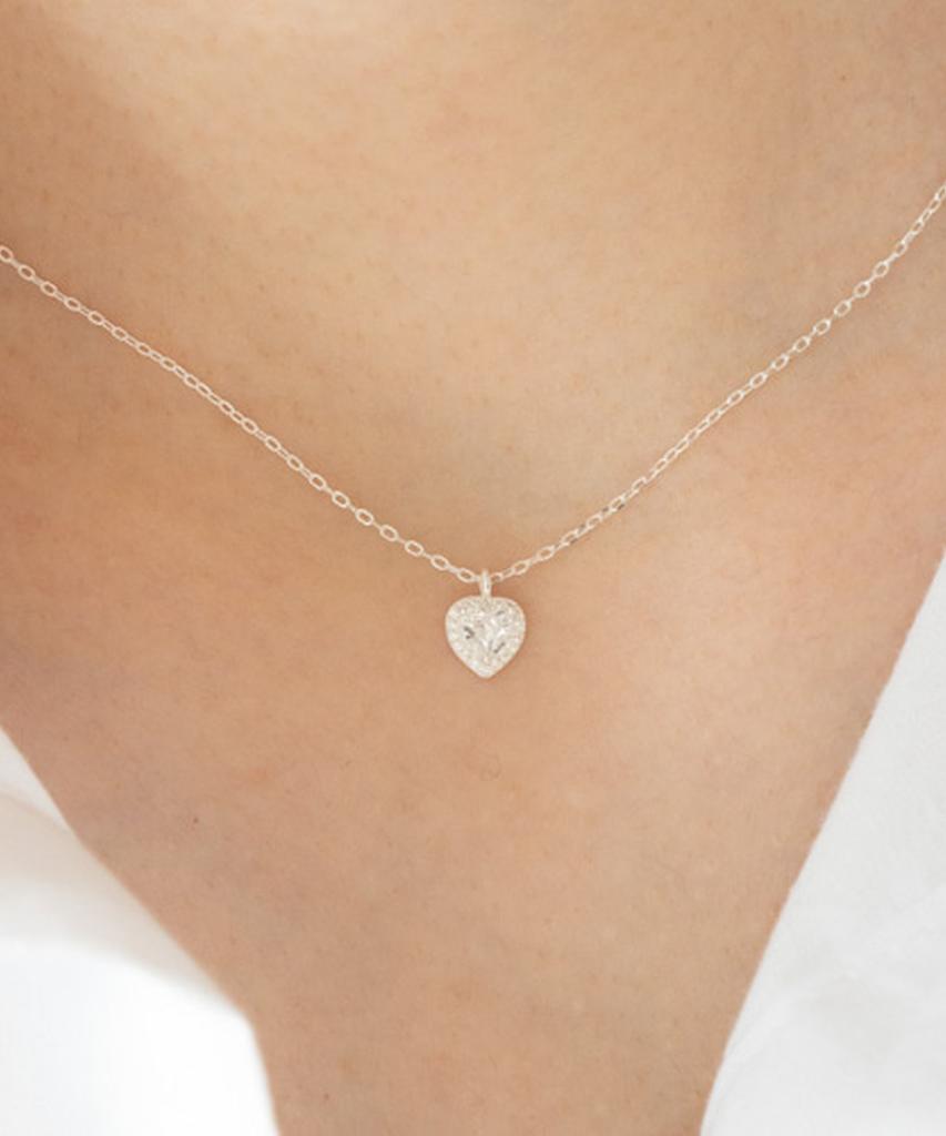 Alleun Silver 925 Cubic Heart Silver Necklace Mini